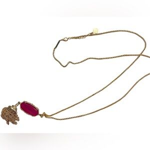 Kendra Scott Gold Necklace with Fuchsia Pendant